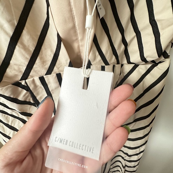 C/MEO Black and white striped halter neck midi dress size M/US 6 - Picture 9 of 10